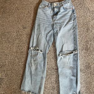 Zara Wide Leg Ripped Jeans